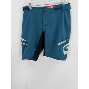 Qloom Mountain Biking Shorts Mens SMALL  (30X10)Navy Blue Zipper Pockets Stretch